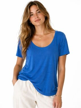 Joie Blue Scoop Neck Tee L Lightweight Soft Basic Top